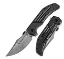 Kansept Knives JB Stout Orion Flipper Blackwash Titanium Handles & Damascus K1089A3