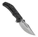Kansept Knives JB Stout Orion Flipper Blackwash Titanium Handles & Damascus K1089A3