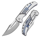 Kansept Knives JB Stout Orion Flipper Blue/Satin Titanium Handles & S35VN K1089B1
