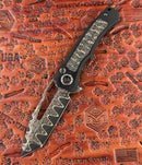 Heretic Knives Custom Wraith V4 Manual w/ Snakeskin Carbon Fiber Inlays & Hand Ground Vegas Forge Damascus Tanto
