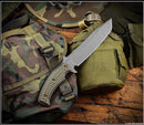 RMJ Tactical Combat Asia Fixed Blade w/ Dirty Olive G-10 & Kydex Sheath