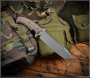 RMJ Tactical Combat Asia Fixed Blade w/ Hyena Brown G-10 & Kydex Sheath