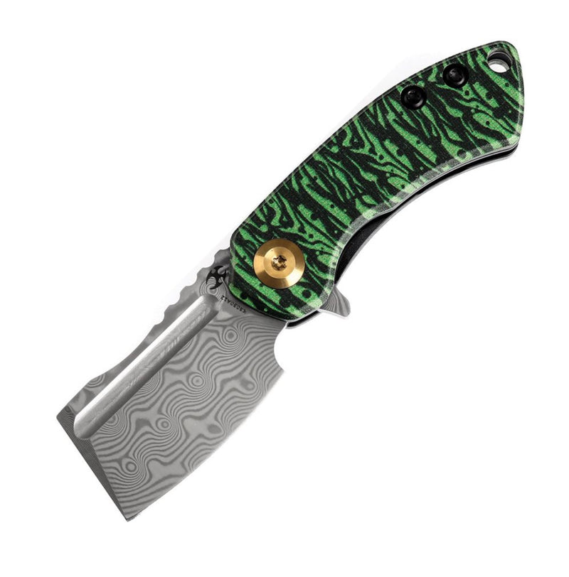 Kansept Knives Mini Korvid Jade Watermelon Peel Print G-10 & 1.45" Damascus K3030A12