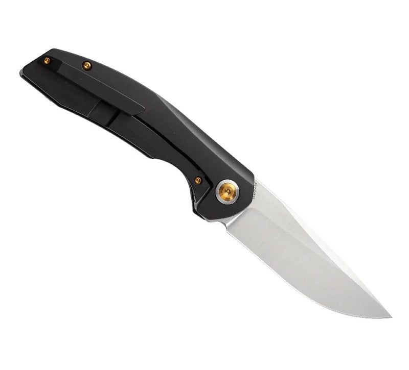 Kansept Knives Accipiter Black Titanium/Copper Inlaid & CPM-S35VN Front Flipper K1007A5