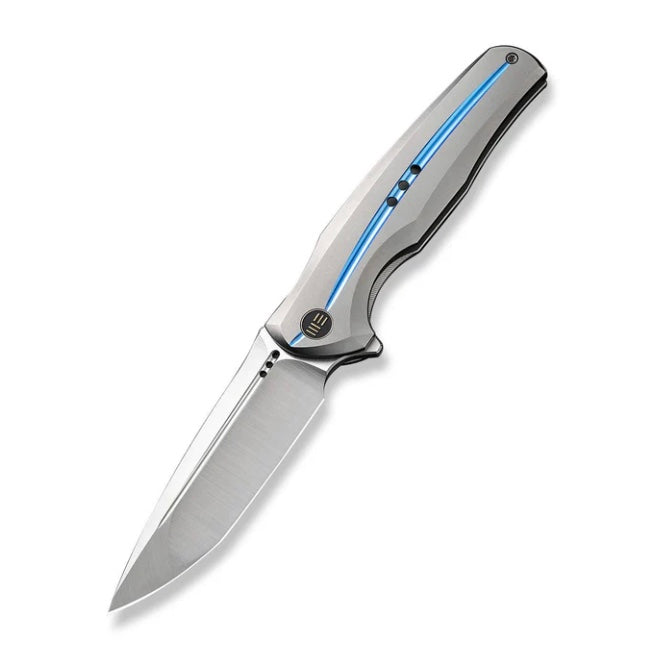We Knife 601X Gray w/ Blue Groove Handle & Hand Polished Satin 20CV WE01J-2