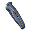We Knife 601X Blue w/ Golden Groove Handle & Black Stonewashed 20CV WE01J-3