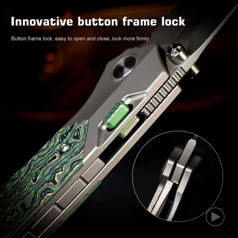 Remette RT Meteor Titanium Handles w/ Green Carbon Fiber Inlays & M390 RTPT-C