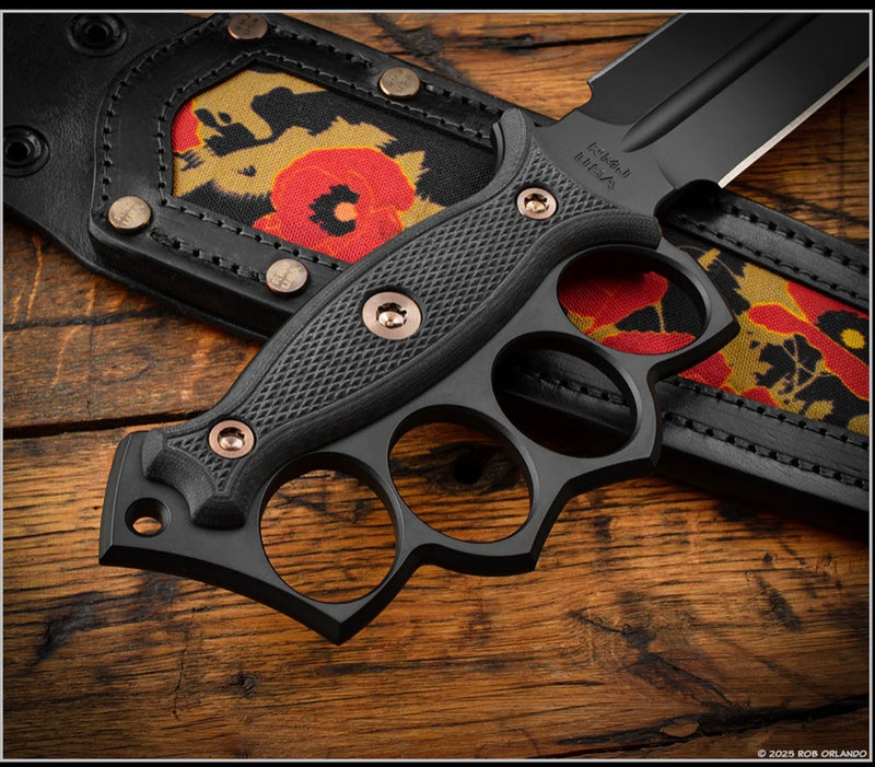 RMJ Tactical Lady Death Poppies of War Black G-10 & Black CPM-3V Fixed Blade