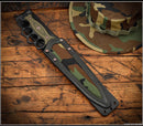 RMJ Tactical Lady Death Woodland Camo Dirty Olive G-10 & Black CPM-3V Fixed Blade