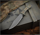 RMJ Tactical Jungle Combat Tungsten Black w/ Dirty Olive G-10 Fixed Blade