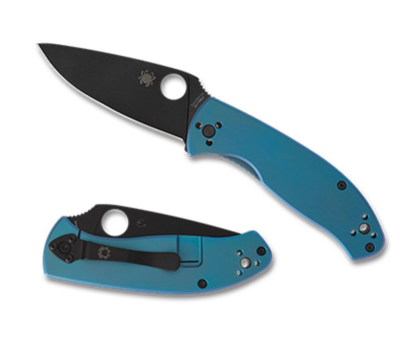 Spyderco Tenacious w/ Blue Titanium Handles & Black 8Cr13MoV C122TIBLBKP