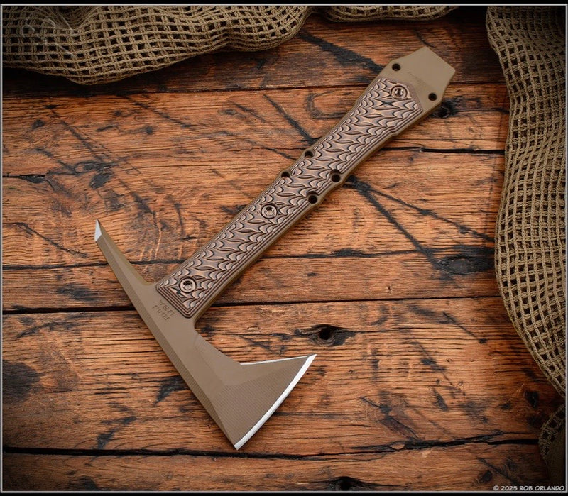 RMJ Dvalinn Tomahawk Glock FDE Cerakote w/ Hyena Brown G-10 Handles