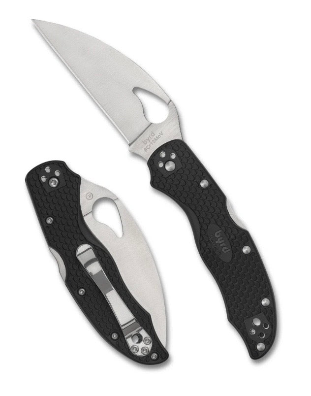 Discontinued Spyderco BYRD Herrier 2 Lightweight Black FRN & 8Cr13MoV BY01PBKWC2