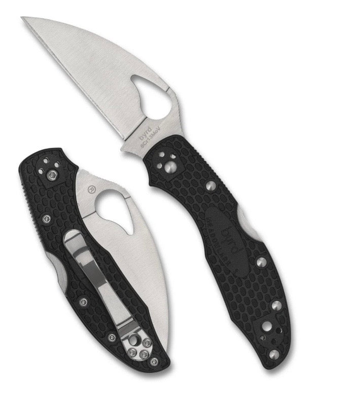 Discontinued Spyderco BYRD Meadowlark 2 Lightweight Black FRN & Wharncliffe 8Cr13MoV BY04PBKWC2