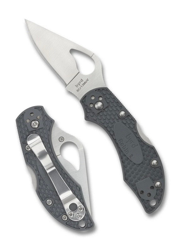 Discontinued Spyderco BYRD Robin 2 Lightweight Gray FRN & 8Cr13MoV BY10PGY2