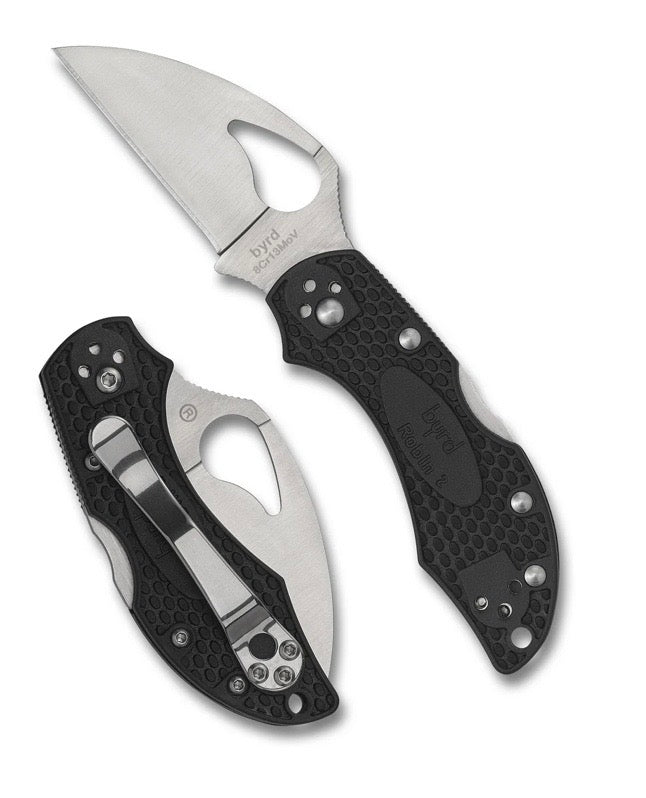 Discontinued Spyderco BYRD Robin 2 Lightweight Black FRN & Wharncliffe 8Cr13MoV BY10PBKWC2