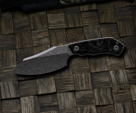 Custom Knife Factory & Rotten Design EVO Fixed Blade w/ Blackwash M398 & Carbon Fiber Handles Pre Order