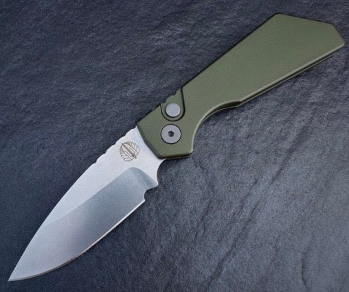 Pro-Tech PT Plus Green Aluminum Handle w/ Blasted Hardware & Stonewash MagnaCut Blade PT201-GREEN