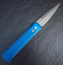 Pro-Tech Godfather Left Handed w/ Battleworn Blue Jigged Handle & Acid Washed 154-CM Blade 926-LHAWBW BLUE
