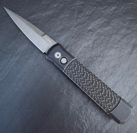 Pro-Tech Godfather w/ Battleworn Black Jigged Handle & Acid Washed 154-CM Blade 926-AWBW