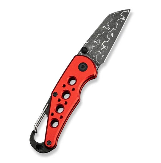 Civivi Pragma Red Aluminum Handles w/ SS Carabiner/Bottle Opener & Damascus C23062B-DS1