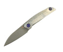 Reate Knives VK-ANUB Crystal Titanium Handles w/ Blue Accents & Darkwash Elmax