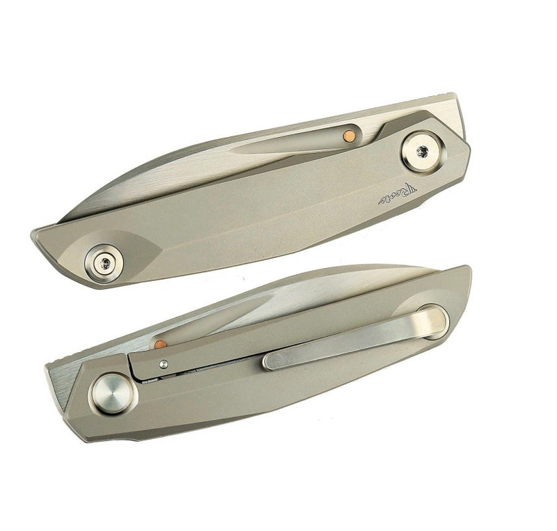 Reate Knives VK-ANUB Bead Blast Titanium Handles & Hand Rubbed Elmax