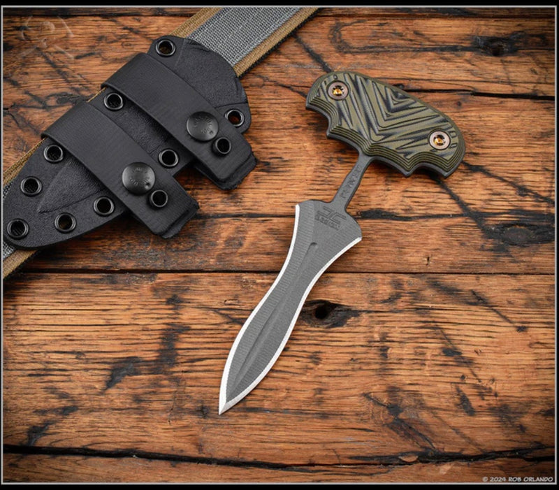 RMJ Tactical Reaver Fixed Blade w/ Dirty Olive G-10 & Nitro V