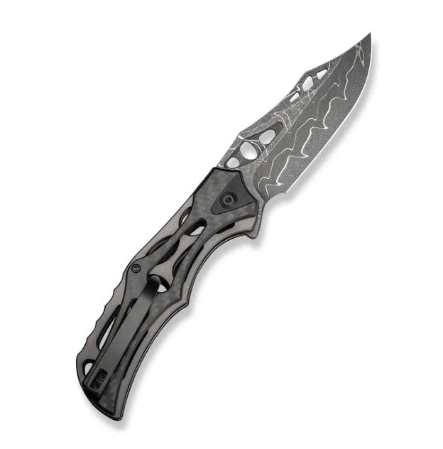 Civivi Biophase Button Lock Aluminum/Black G10/Carbon Fiber Overlay Handles w/ Damascus C23083C-DS1