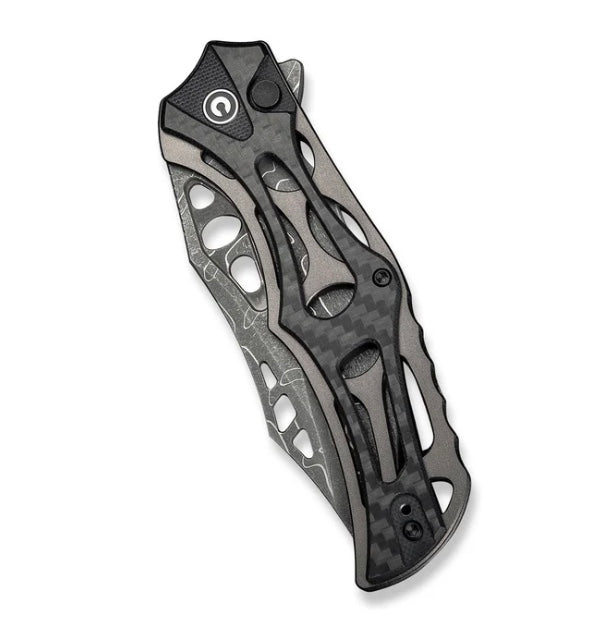 Civivi Biophase Button Lock Aluminum/Black G10/Carbon Fiber Overlay Handles w/ Damascus C23083C-DS1