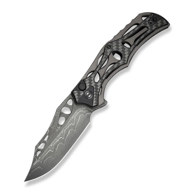 Civivi Biophase Button Lock Aluminum/Black G10/Carbon Fiber Overlay Handles w/ Damascus C23083C-DS1