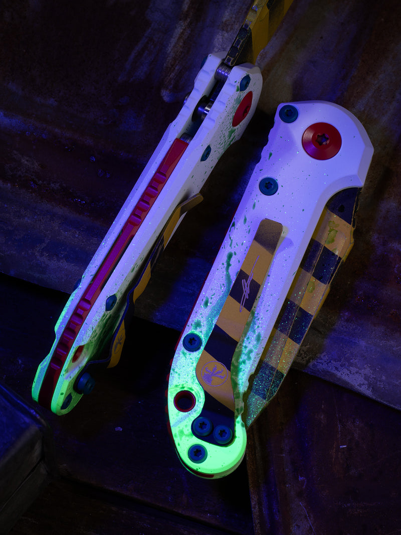 Microtech Knives LUDT Gen III Smooth Handle Ghost Busters Caution Tape