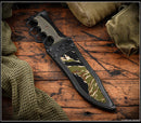 RMJ Tactical Marauder w/ Dirty Olive G-10 Handles & CPM-3V Black Cerakote Fixed Blade