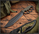 RMJ Tactical Marauder w/ Dirty Olive G-10 Handles & CPM-3V Black Cerakote Fixed Blade