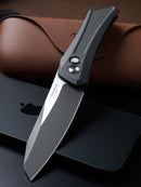 Pro-Tech Oligarch Black Aluminum Handle w/ Pearl Button & DLC MagnaCut DS103-LTD