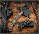 RMJ Tactical Storm Crow w/ Dirty Olive G-10 Handles & 80CrV2 Fixed Blade