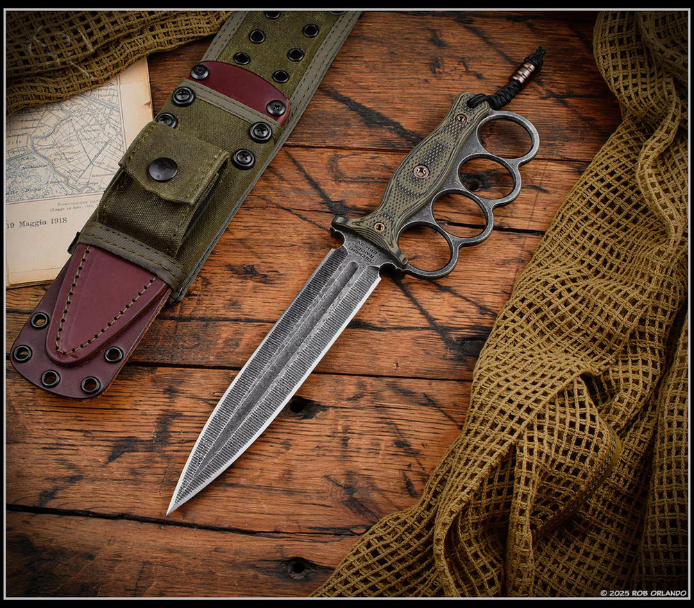 RMJ Tactical Trench Raider w/ Dirty Olive G-10 Scales & CPM-3V Acid Et