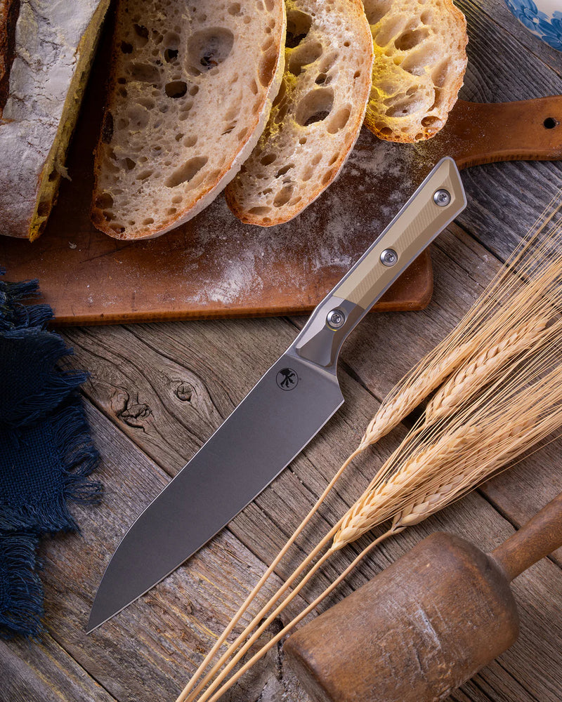 Microtech Utility Knife Coyote Tan G-10/Titanium Bolster Handle w/ Sto