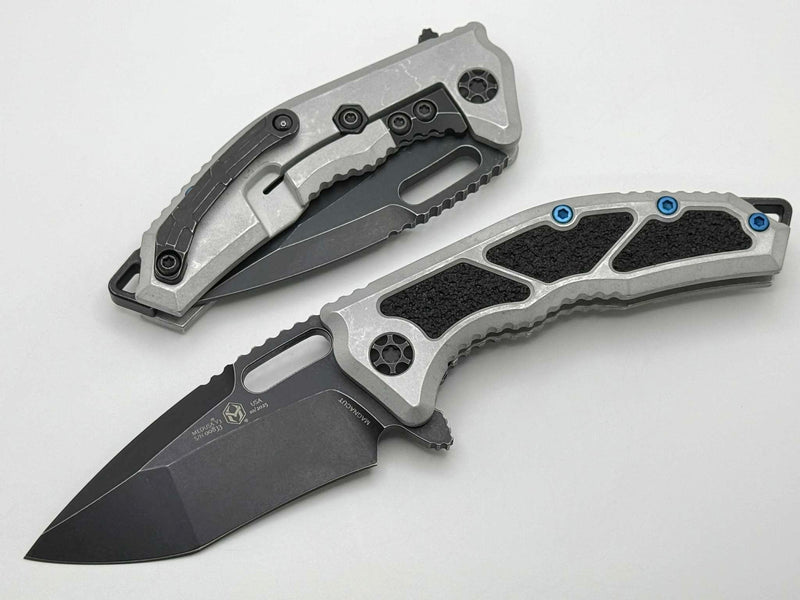 Heretic Knives Medusa M/A Blizzard Aluminum Frame Lock & Battle Black Recurve MagnaCut H010-8A-BLZ