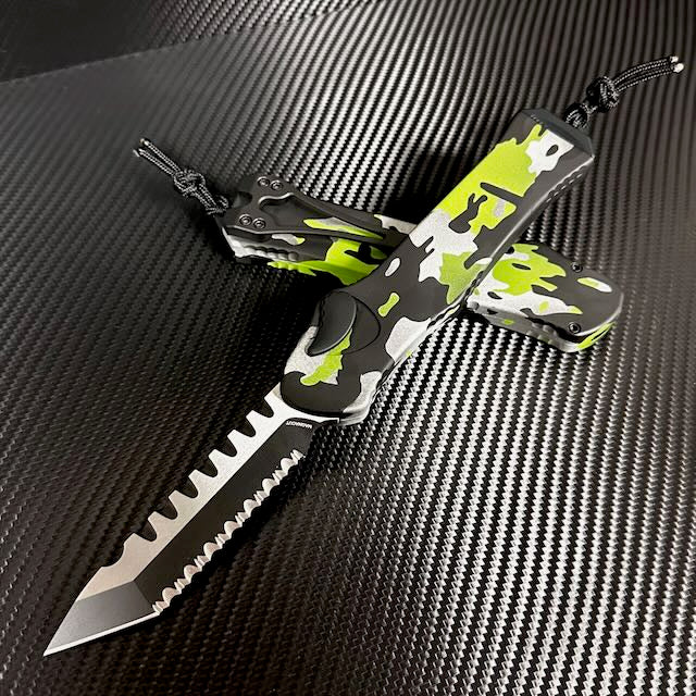 Heretic Hydra V3 Heretic Camo Aluminum Handle & Two Tone Cerakote Tanto Full Serrated MagnaCut H006-10C-HCAMO