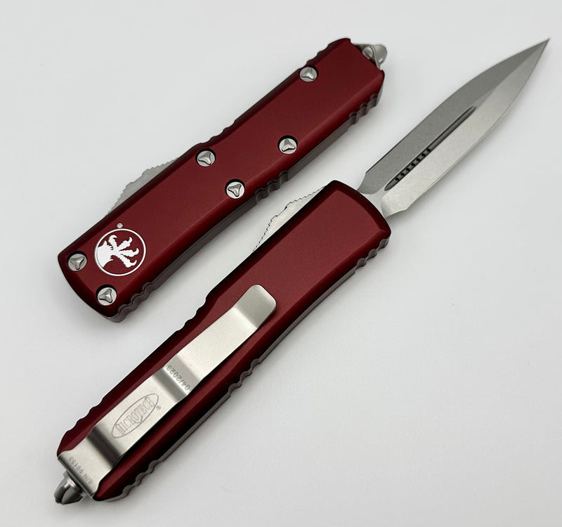 Microtech UTX-85 Double Edge D/E Stonewash Standard & Merlot 232-10MR