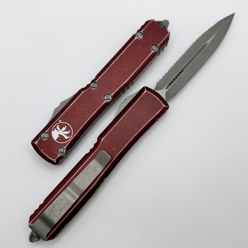 Microtech Ultratech Double Edge Apocalyptic Full Serrated & Distressed Merlot 122-12DMR