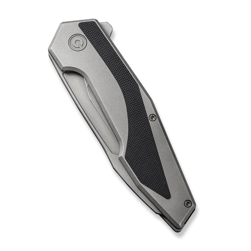 Civivi Knives Hypersonic Flipper Gray Steel Handle w/ Black G-10 Inlays & Stonewash 14C28N Blade C22011-2