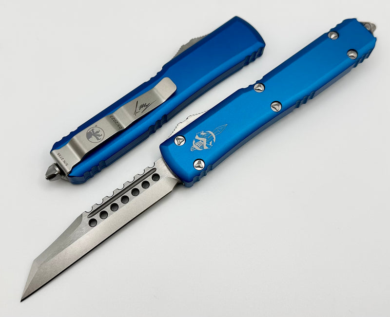 Microtech Ultratech Warhound Stonewash Standard & Blue Signature Series 119W-10BLS