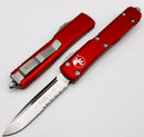 Microtech Ultratech Single Edge Satin Partial Serrated & Red 121-5RD