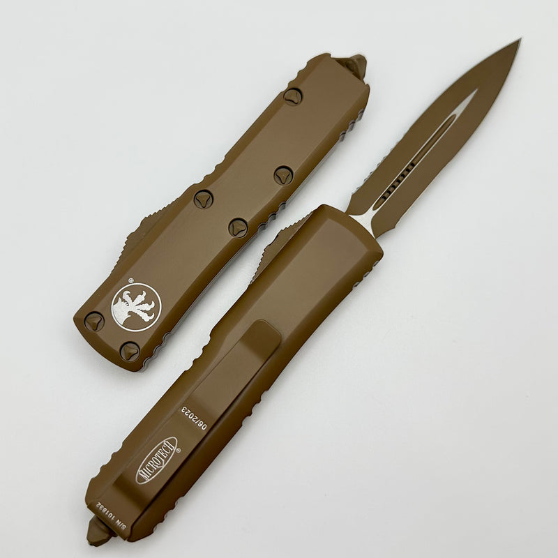 Microtech UTX-85 Double Edge Partial Serrated Cerakote Tan Standard 232-2CTA