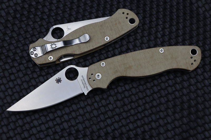 Spyderco Paramilitary 2 PM Cruwear & Brown Canvas Micarta C81MPCW2