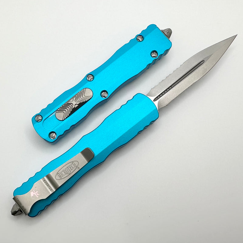 Microtech Dirac D/E Stonewash Standard Partial Serrated & Turquoise 225-11TQ