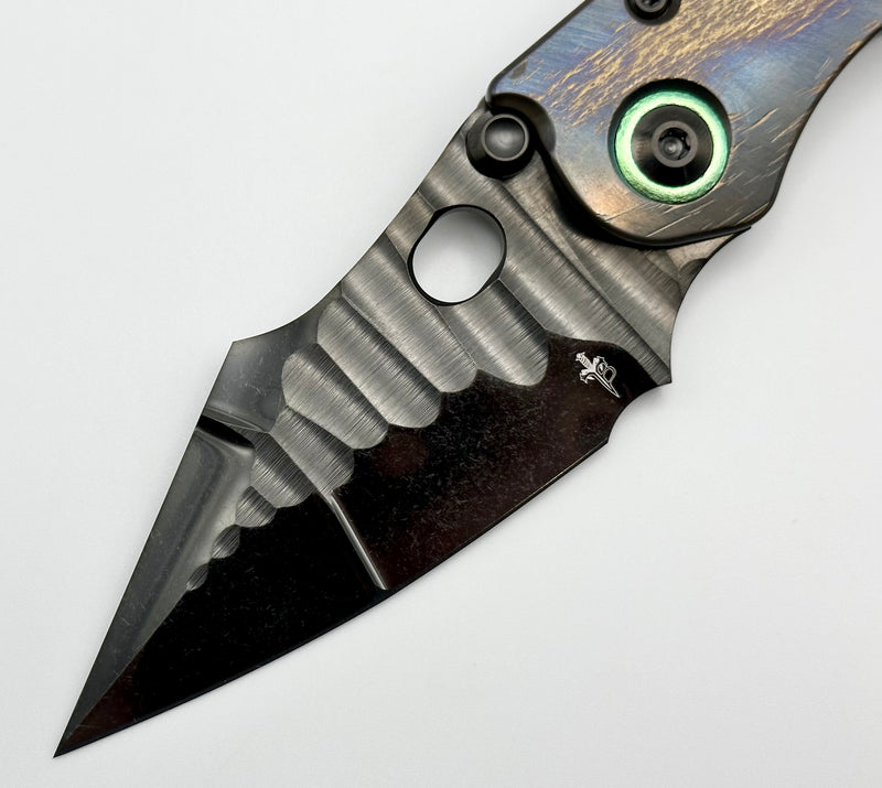 Marfione Custom Knives & Borka Blades Stitch w/ DLC Cracked Diamond Wash Rocked Double Star Grind M390 & Cosmic Titanium