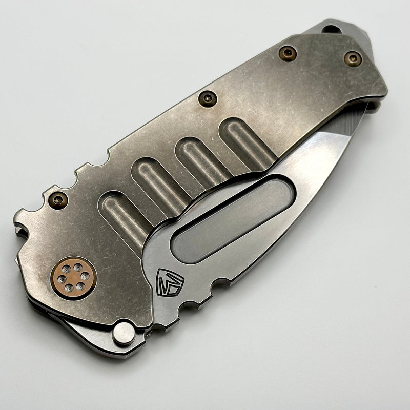 Medford Knife Praetorian T Tumbled Handles w/ Brushed/Bronze Hardware/Clip & S45VN Tumbled Tanto